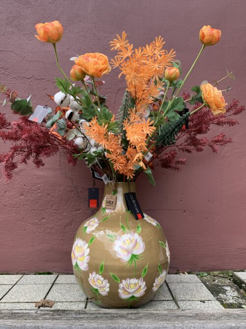 Vaas Diga Colmore handgeschilderd in de kleur goud met bloemen