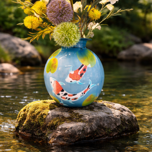 Vaas Diga Colmore Handpainted Fish Blue