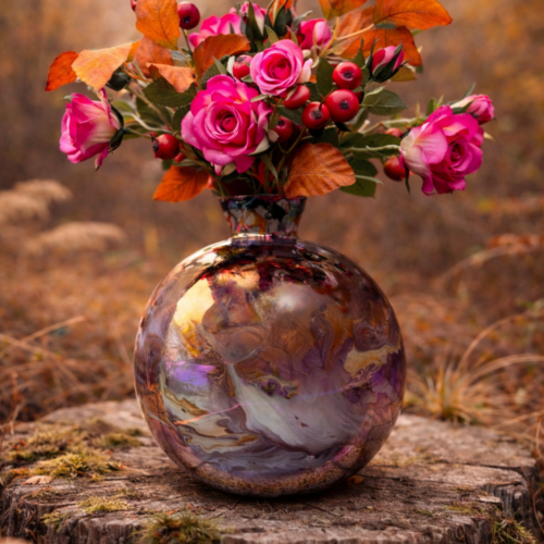 Vase Melange Bottle Pearly Brown Present Time