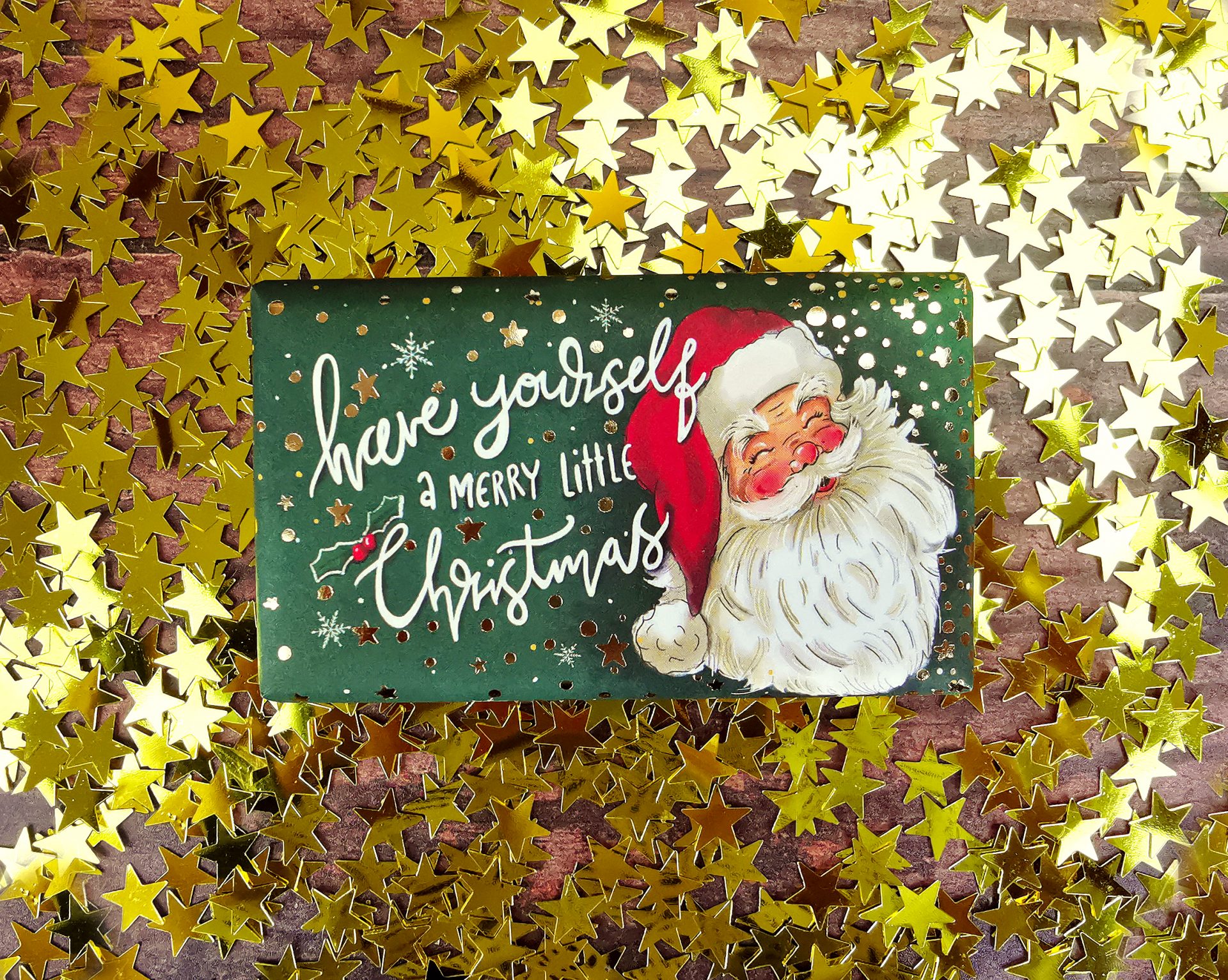 Blok kerstzeep Santa met Zeephouder van Leisteen ingelegd met olijfhout - Afbeelding 3